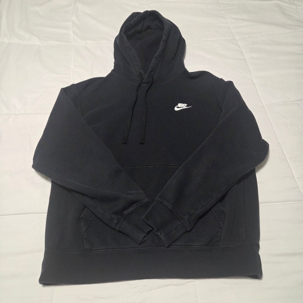 Nike Sportswear Club Fleece Pullover Hoodie Black Mens Medium BV2654-010 - Picture 4 of 11